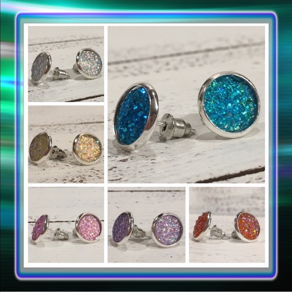 Jewelry - Acrylic ( Druzy Look Like ) Earrings Set of 6